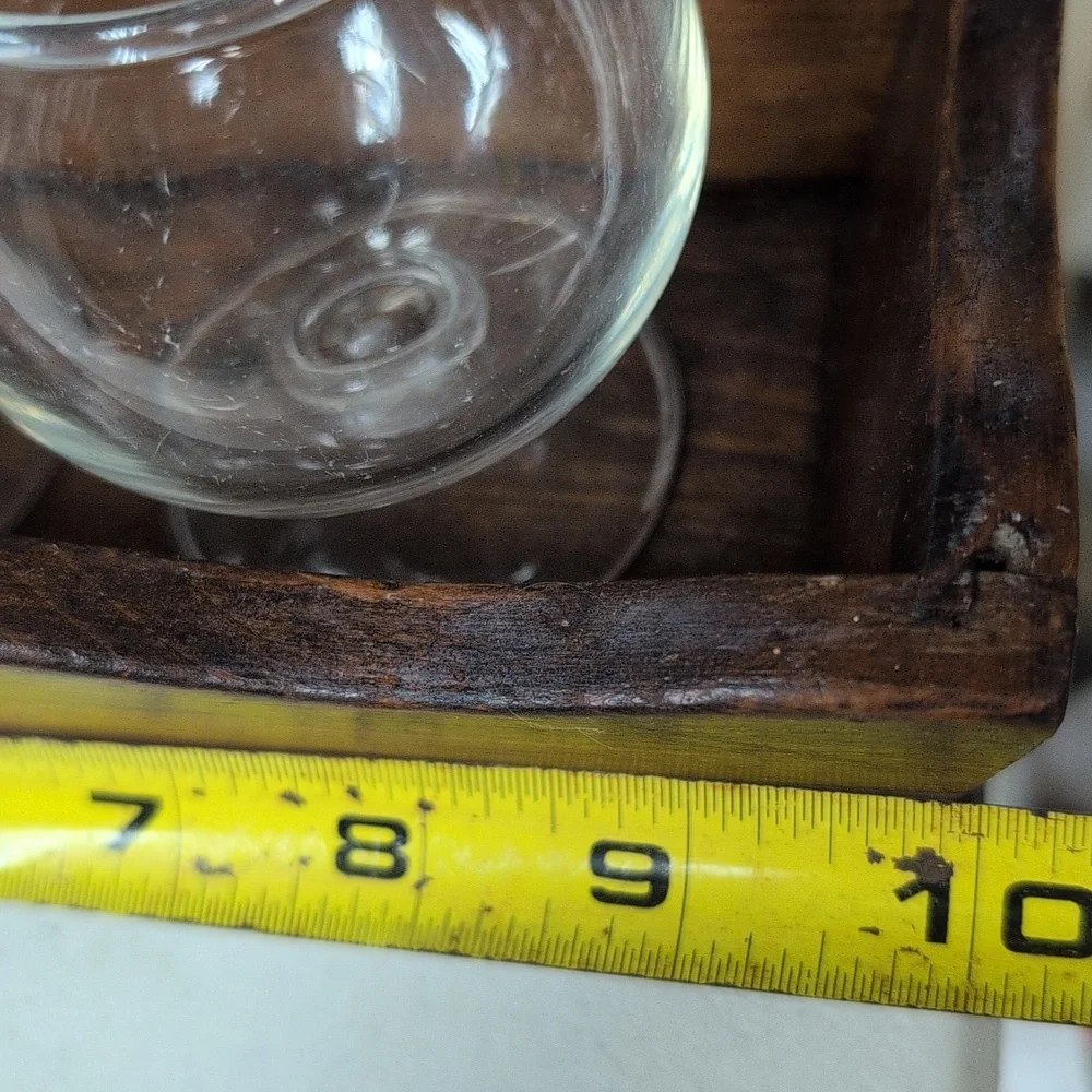 Vintage MCM Libbey Brandy Cocktail Glasses in Wooden Holder